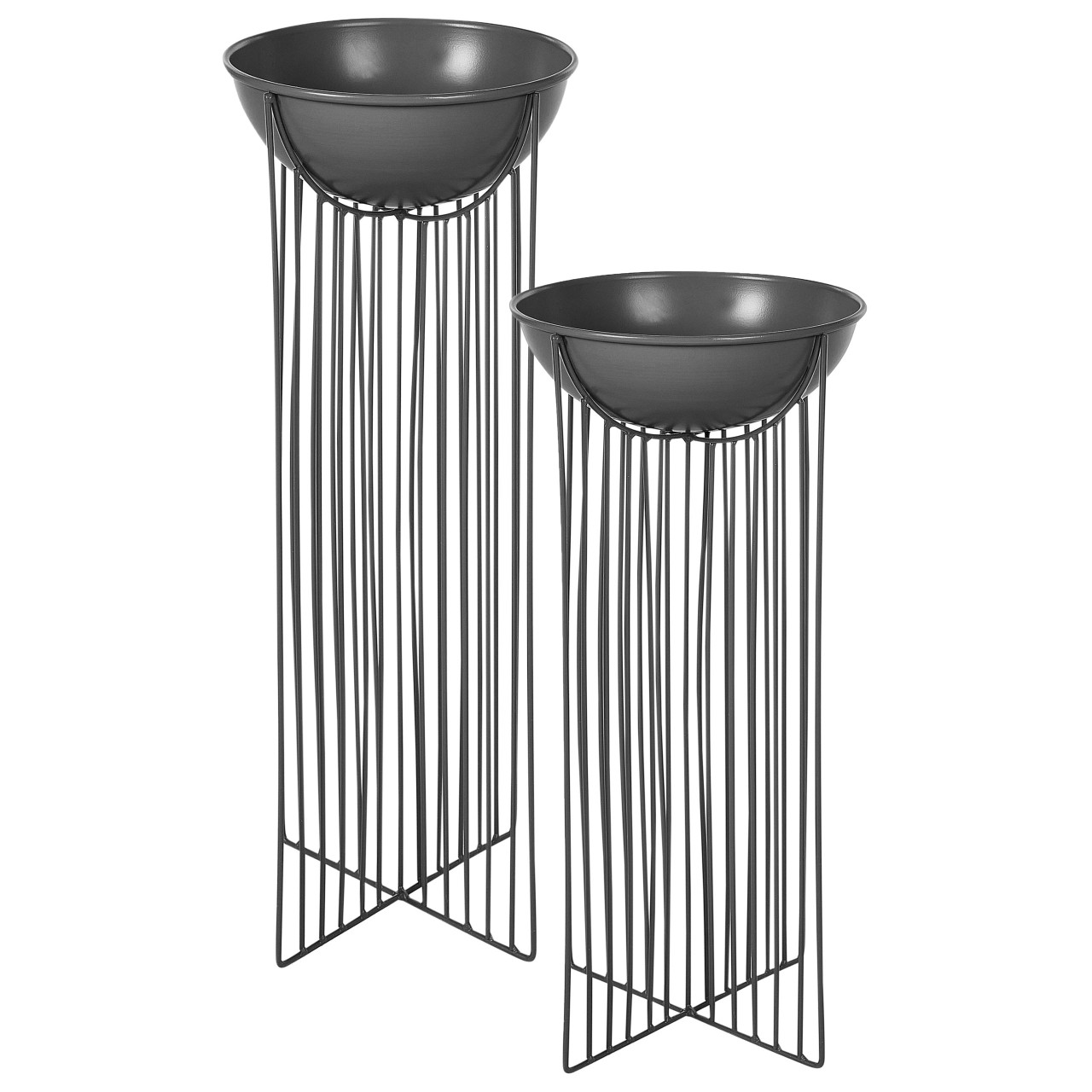 Conjunto de 2 Maceteros de Hierro con Soporte Negro