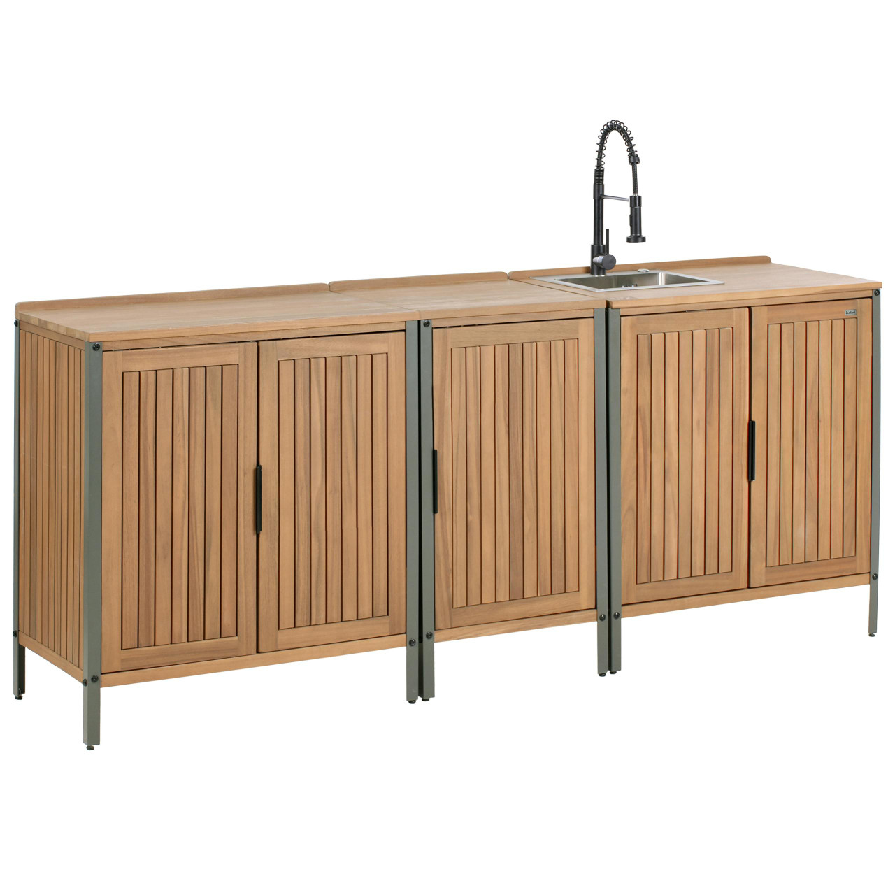 Ivrea garden kitchen in acacia wood with FSC certification