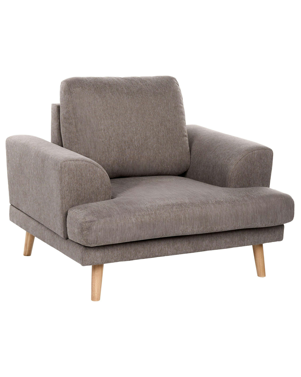 KILDAL armchair brown fabric with wooden legs