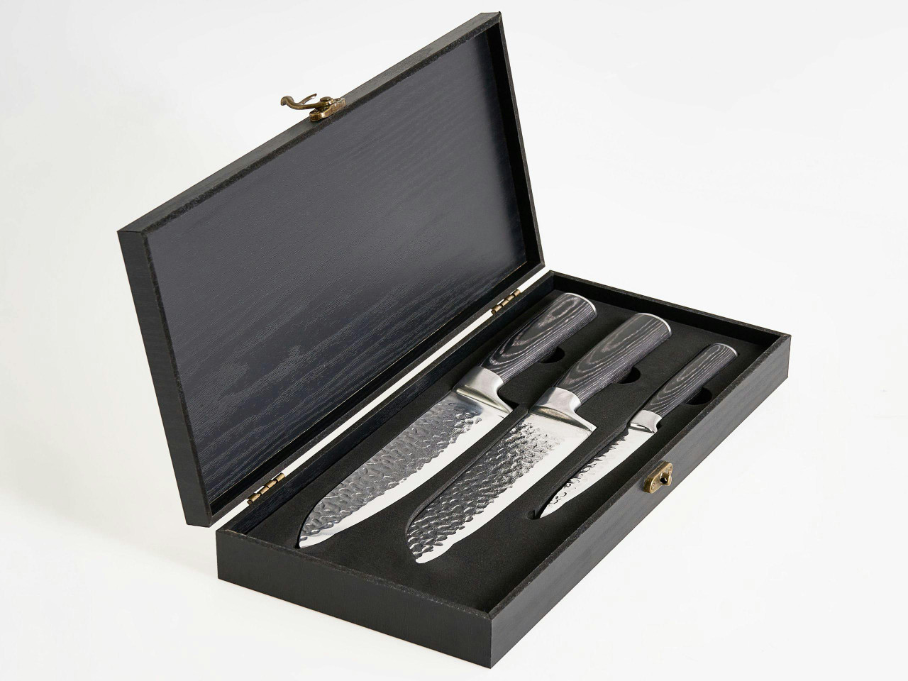 Conjunto de 3 facas Aço Damasco KASHIWA Preto