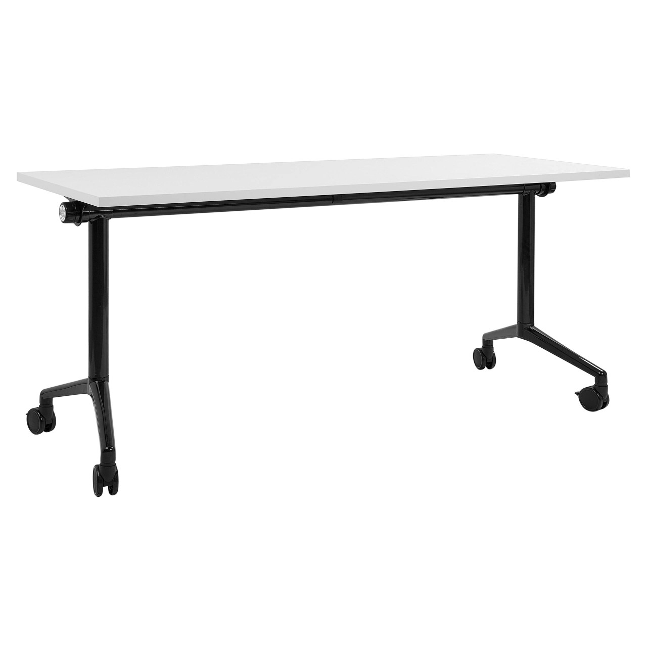 Foldable desk with lockable castors, rectangular top 160 x 60 cm
