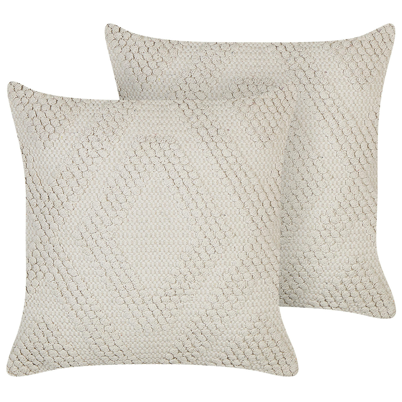 Conjunto De 2 Almofadas Decorativas Beliani Catalpa De Algodão Branco 45x45x10