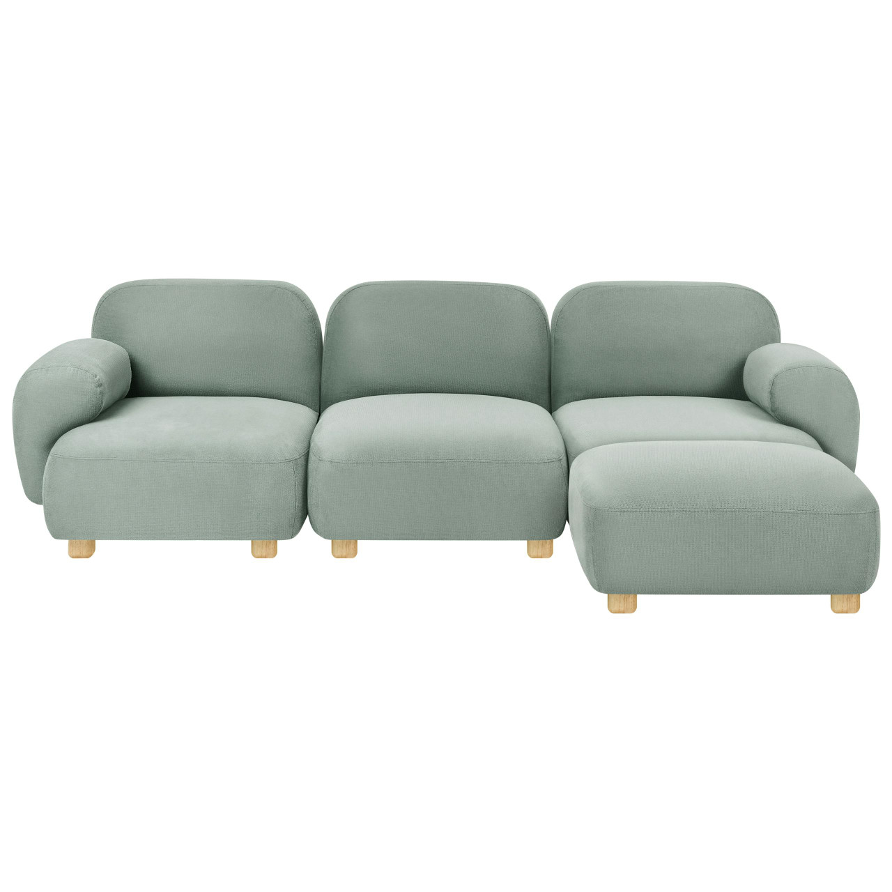 Sofá modular com repousa-pés em tecido repelente de água BELIANI Amli de Tecido Verde 254x91x75