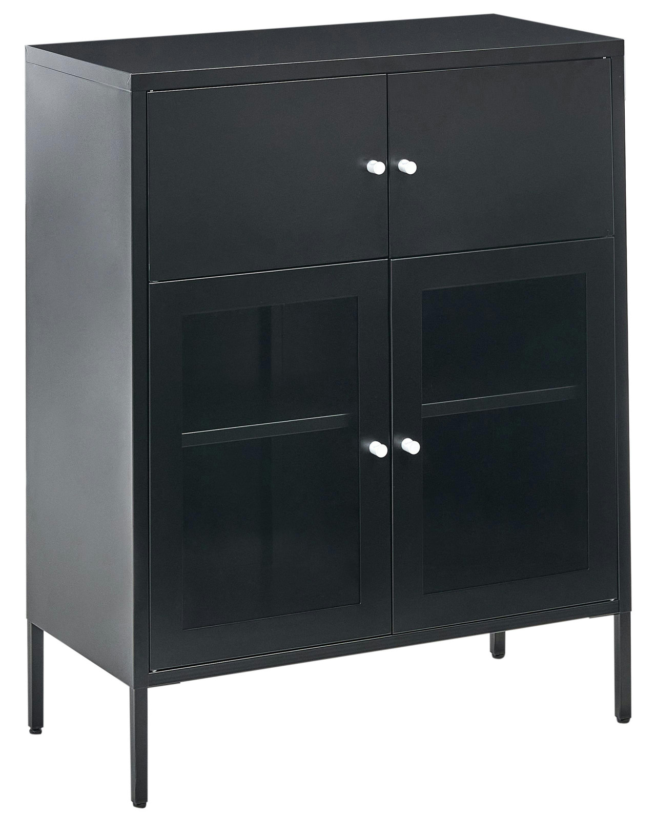 Aparador com vitrine ESHOLT Metal 80 cm Preto