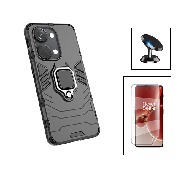 Funda Military Defender + Protector Hidrogel Full Cover y Soporte Magnético para OnePlus Nord 3 - Negro