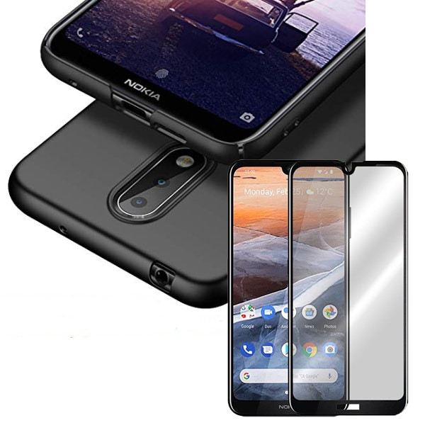 Tempered Glass Full Cover 5D Screen Protector and SlimShield Case for Nokia 3.2