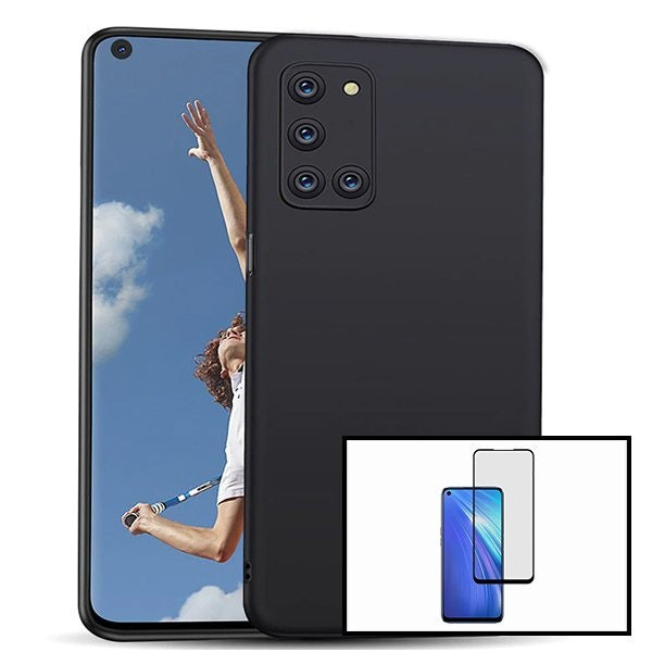 Cristal templado Full Cover 5D y funda SlimShield para Oppo A72 - Negro