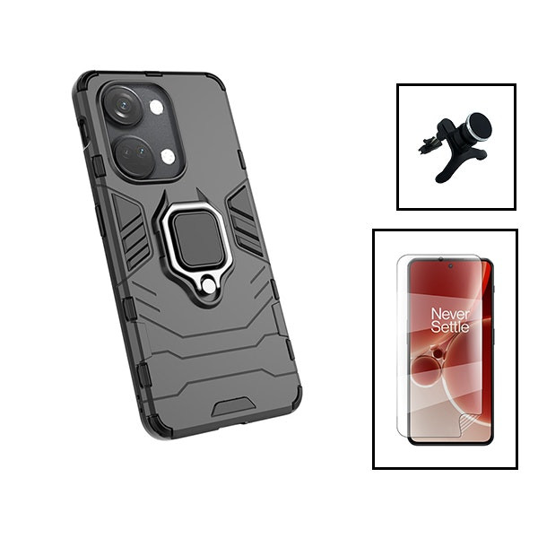 Kit protector Hydrogel y funda Military Defender con soporte magnético para OnePlus Ace 2V - Negro