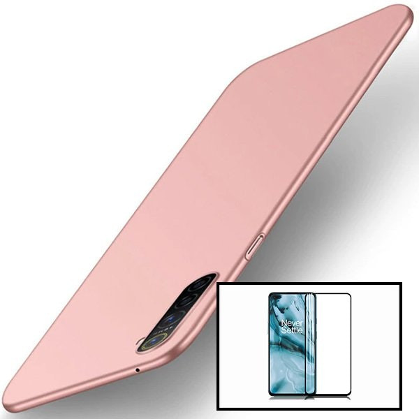Cristal templado Full Cover 5D y funda SlimShield para OnePlus Nord - Rosa