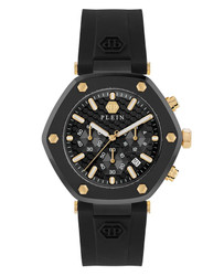 Relógio cronógrafo PHILIPP PLEIN com movimento quartz, caixa em aço inoxidável e bracelete em silicone. Mostrador analógico com indicação de data. Diâmetro da caixa: 42 mm. Resistência à água: 5 ATM. Fecho de pino. Inclui caixa e documentação.