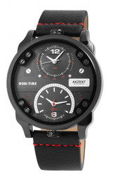 Relógio analógico Akzent com movimento de quartzo, caixa em aço inoxidável e vidro mineral. Bracelete em pele sintética com fecho de fivela. Diâmetro da caixa: 48 mm; largura da bracelete: 24 mm. Estilo casual e elegante para uso diário. Marca: Akzent.
