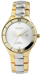 Relógio analógico Akzent para Homem com caixa de metal de 42 mm, vidro mineral e movimento de quartzo de 3 ponteiros. Bracelete metálica com largura de 22 mm e comprimento aproximado de 22 cm. Fecho de clipe. Fundo em aço inoxidável. Resistência à água 3 ATM. Bisel preto espelhado de 4 mm.