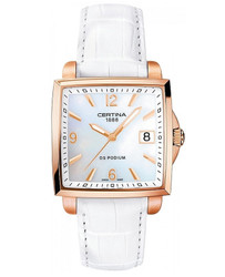 Relógio feminino Certina DS Podium Lady Square com movimento suíço e acabamento premium. Design quadrado elegante, adequado para uso diário e ocasiões formais. Modelo C001.310.36.117.00. Marca: Certina.