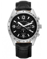 Relógio cronógrafo Classic ST50 Chrono com mostrador e bracelete pretos. Marca: Claude Bernard. Movimento de precisão e design clássico. Material não especificado.