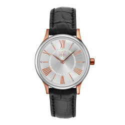 Relógio Cerruti em aço inoxidável com mostrador cinzento, detalhes rosé e bracelete em pele. Caixa de 32 mm. Movimento de quartzo e vidro mineral. Resistência à água até 3 ATM (30 m). A caixa pode diferir ligeiramente da fotografia conforme o stock do fabricante.