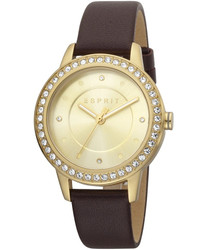 Relógio casual Esprit com bracelete em pele castanha. Material: Pele. Indicado para uso diário e ocasiões informais.