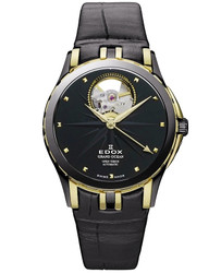 Relógio automático Grand Ocean Open Heart com mostrador open-heart e design de inspiração náutica. Movimento automático e indicação analógica. Marca: Edox Swiss. Adequado para uso diário e ocasiões casuais.