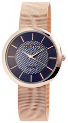 Relógio analógico feminino Excellanc em aço inoxidável com movimento Japan PC21. Caixa 42 mm, vidro mineral e espessura 9 mm. Pulseira de malha em aço inoxidável com fecho de gancho; comprimento total 18,5 cm. Tampa traseira em aço inoxidável. Mostrador com acabamento em cristais. Marca: Excellanc.