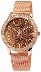 Relógio analógico feminino Excellanc com movimento Japan PC21. Caixa metálica com vidro mineral. Diâmetro da caixa: 42 mm; espessura: 12 mm. Bracelete em malha de aço inoxidável com fecho de gancho. Detalhes em cristal no mostrador e na caixa. Marca: Excellanc.