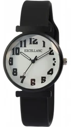 Relógio Excellanc para Mulher com mostrador analógico de três ponteiros, bracelete em silicone macio, caixa metálica e vidro mineral facetado. Diâmetro da caixa: 34 mm. Marca: Excellanc.