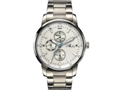 Relógio FILA Style masculino em aço inoxidável com bracelete integrada e mostrador preto. Movimento de quartzo com indicação do dia da semana, data e função 24 horas. Resistência à água 5 ATM. Fecho dobrável. Inclui estojo. Diâmetro da caixa aprox. 42 mm; espessura aprox. 10 mm.