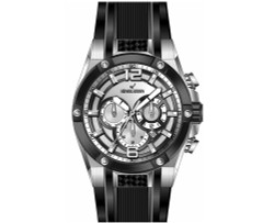 Relógio multifunções Heinrichssohn HS1011A para Homem com caixa em aço inoxidável e bracelete em silicone preto. Movimento quartzo Miyota/Citizen JP25. Funções: segundo fuso horário (dual time), indicação do dia da semana e data. Coroa protegida, resistência à água 10 ATM. Fecho com fivela de pino. Inclui estojo. Dimensões aproximadas: 50 mm (diâmetro da caixa), 12 mm (espessura), comprimento total 27 cm. Material: caixa em aço inoxidável, bracelete em silicone. Marca: Heinrichssohn.