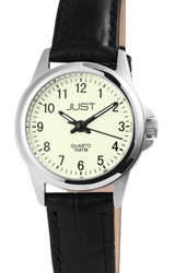 Relógio Just para Mulher com movimento Miyota 2035, resistência à água de 10 ATM e bracelete em pele genuína. Diâmetro da caixa: 27 mm; altura da caixa: 9 mm; largura da bracelete: 14 mm; comprimento total: 22,5 cm. Marca: Just.