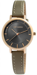 Relógio feminino analógico de 3 ponteiros com movimento de quartzo Miyota 2035. Caixa metálica com vidro mineral de 32 mm e espessura 8 mm. Fundo em aço inoxidável. Bracelete em pele genuína bege com fecho de fivela. Marca: Just.