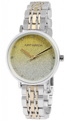 Relógio Just para Mulher com movimento Miyota 2035. Caixa redonda em aço inoxidável de 33 mm de diâmetro e 8 mm de espessura. Pulseira de elos bicolor em aço inoxidável com fecho borboleta. Vidro mineral e cristais decorativos. Resistência à água: 3 bar (30 m). Material: aço inoxidável e metal. Marca: Just.