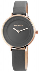 Relógio analógico feminino Just com movimento Japan VJ20. Caixa metálica de 33 mm com vidro mineral. Bracelete preta em couro genuíno com fecho de fivela. Resistente à água até 3 ATM. Indicação de data. Inclui caixa original, cartão de garantia e manual do utilizador. Marca: Just.