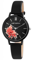 Relógio analógico Florença da marca Just com caixa metálica de 34 mm, vidro mineral, movimento Miyota 2035 e resistência à água até 3 ATM. Bracelete em couro genuíno de 14 mm com fecho de fivela de pino. Fundo da caixa em aço inoxidável com revestimento IP. Peso aproximado: 26 g. Cores disponíveis: caixa em ouro rosa, preto e prata; bracelete em preto, cinzento, verde oliva e rosa. Marca: Just.