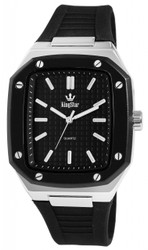 Relógio King Star para Homem com caixa rectangular em metal, fundo em aço inoxidável, movimento de quartzo, ponteiros com Super-LumiNova, índices lineares e fecho de fivela. Bracelete em silicone, confortável e adequado para uso diário. Marca: King Star.
