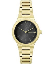 Relógio Lacoste em metal dourado com movimento de quartzo. Design casual adequado para uso diário. Consulte Lacoste para informações sobre resistência à água e garantia.