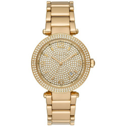Relógio Michael Kors modelo MK6510 em aço inoxidável dourado com cristais e mostrador analógico. Diâmetro do mostrador: 38 mm. Vidro mineral. Resistência à água: 3 ATM. Inclui caixa e documentação. Garantia de 2 anos. A cor da caixa pode variar conforme disponibilidade.