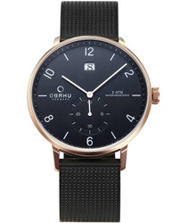 Relógio minimalista em aço inoxidável com acabamento dourado, mostrador analógico e fecho de báscula. Uso casual e diário. Marca: Obaku.