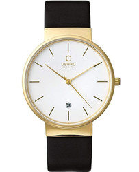 Relógio analógico minimalista V153GDGWRB da Obaku. Mostrador de design simples e elegante, indicado para uso diário e ocasiões casuais. Marca: Obaku.
