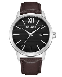 Relógio casual Police modelo PEWJB2228403 com bracelete em pele castanha. Design adequado para uso diário. Marca: Police.