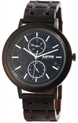 Raptor Relógio Marble para Homem com movimento multifuncional. Caixa em aço inoxidável e bracelete combinada em madeira e aço inoxidável. Marca: Raptor.
