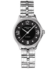 Relógio Certina DS Dream Lady Diamonds com movimento suíço e marcadores em diamante. Mostrador analógico. Referência C021.210.11.056.00. Marca: Certina.