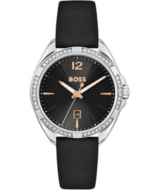 Relógio Hugo Boss modelo 1502624 com mostrador preto e bracelete pretos. Design clássico e versátil para uso diário. Marca: Hugo Boss.