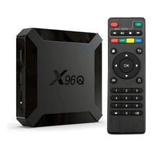 Gerais

Produto: X96Q H313 TV Box
Sistema Operativo: Android 10.0 (Q)
RAM: 2 GB
Armazenamento: 16 GB
EAN: 8434388224178


Processador e Gráficos

CPU: Allwinner H313 — Quad-Core ARM Cortex-A53
GPU: Mali-G31 MP2


Vídeo &amp; Áudio

Saída HDMI 2.0 — suporta 4K a 60 fps
Codec compatíveis: H.265, VP9, HDR (dependente de suporte da TV)


Conectividade

Wi-Fi 2,4 GHz (802.11b/g/n)
Ethernet 10/100
Portas USB 2.0, porta HDMI, slot para cartão microSD (dependendo da variante)


Outras especificações

Dimensões/ Peso: informação varia conforme fabricante e lote
Alimentação: geralmente 5 V ⎓ 2 A
Comando remoto incluído
Vídeo em 4K, suporte a streaming, apps Google Play
