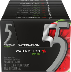 5 Gum Watermelon Prism Sugar-Free, 15 Sticks (10 Pack) 5 Gum Watermelon Prism Sugar-Free, 15 Sticks (10 Pack)