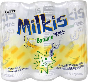 Lotte Milkis Cream Soda - Banana, 250 mL Cans (6 Pack) Lotte Milkis Cream Soda - Banana, 250 mL Cans (6 Pack)