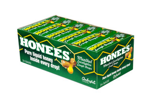 Honees Honey Menthol Eucalyptus Drops with Soothing Honey Center, 1.6 oz (24 Bar Pack) Honees Honey Menthol Eucalyptus Drops with Soothing Honey Center, 1.6 oz (24 Bar Pack)