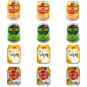 Korean Beverage Assortment Pack – Orange Sac Sac, Grape Sac Sac, Sikhye Rice Punch, and Pear Juice (12 Cans) Korean Beverage Assortment Pack – Orange Sac Sac, Grape Sac Sac, Sikhye Rice Punch, and Pear Juice (12 Cans)