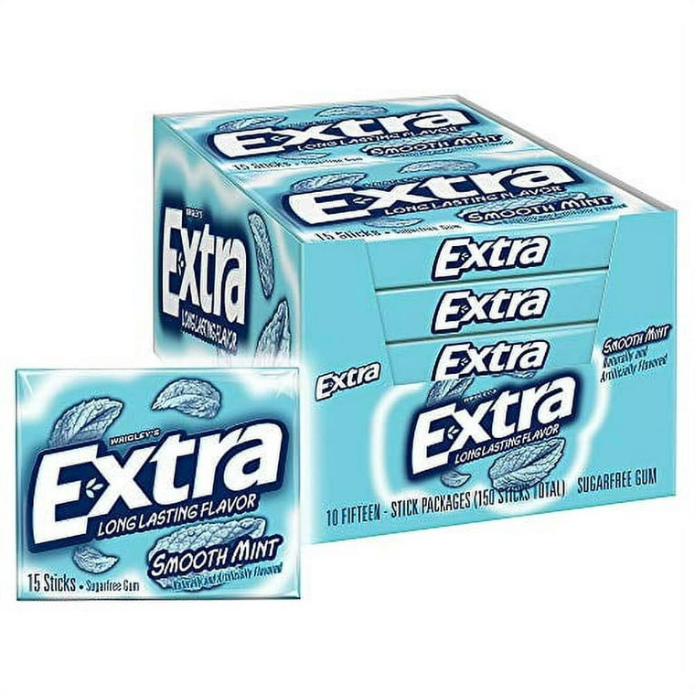 Extra Smooth Mint Sugar-Free Gum, 15 Sticks (10 Pack)
