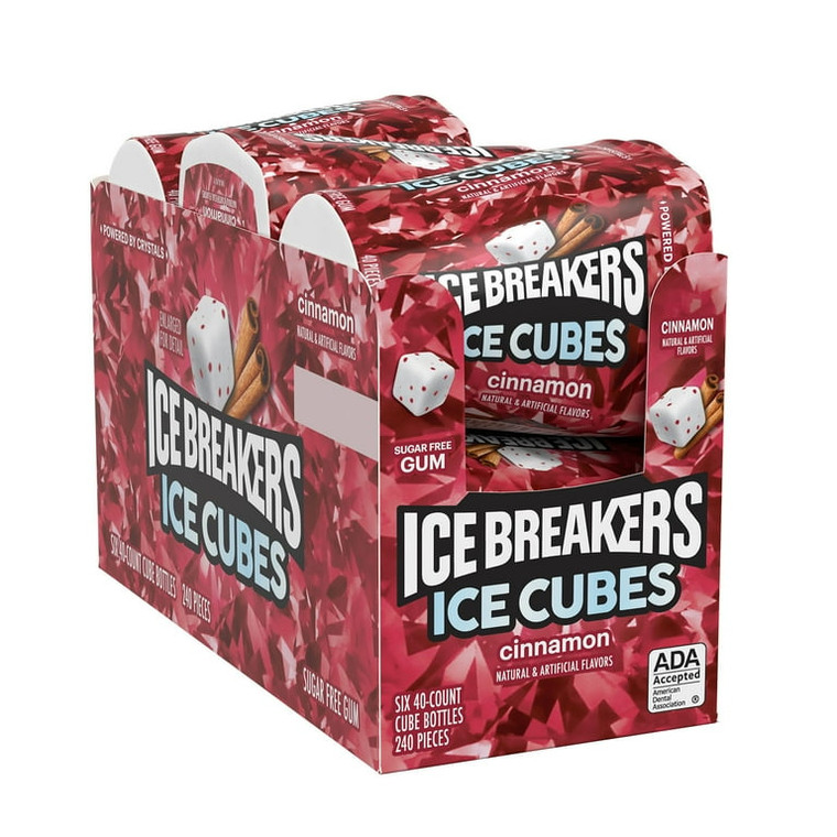 Ice Breakers Ice Cubes Cinnamon Sugar-Free Gum, 40 ct. Cube Bottles (6 Pack)