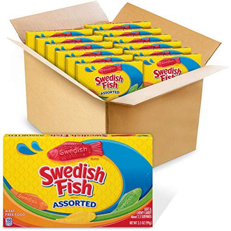 Swedish Fish Assorted, 3.5 oz Theater Boxes (12 Pack)