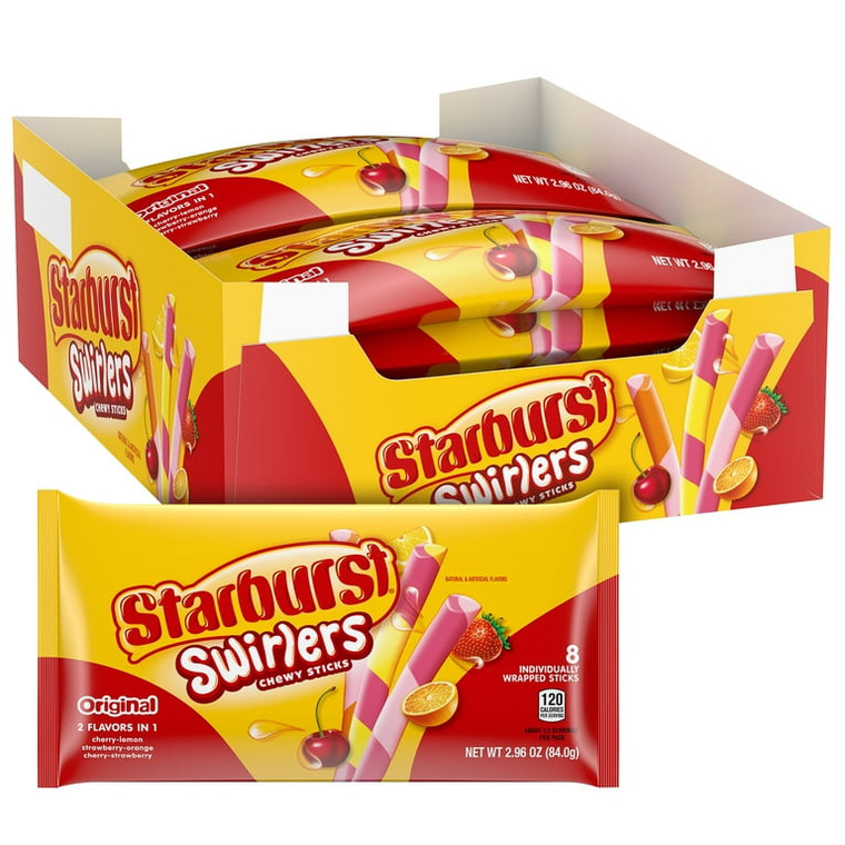 Starburst King Size Swirlers Chewy Sticks, 2.96 oz (10 Pack)