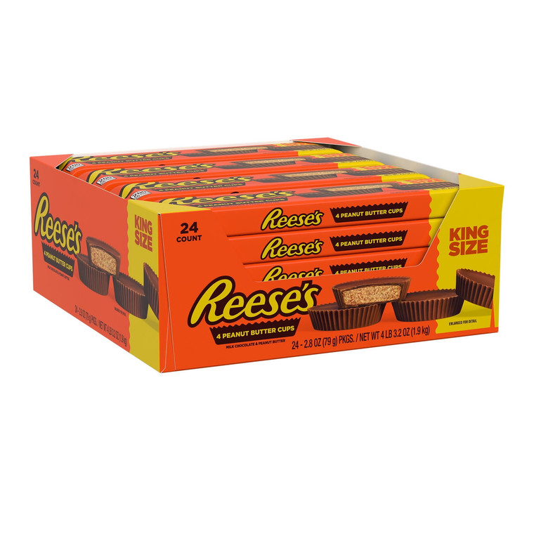 Reese's King Size Peanut Butter Cups, 4 Cups (24 Pack)